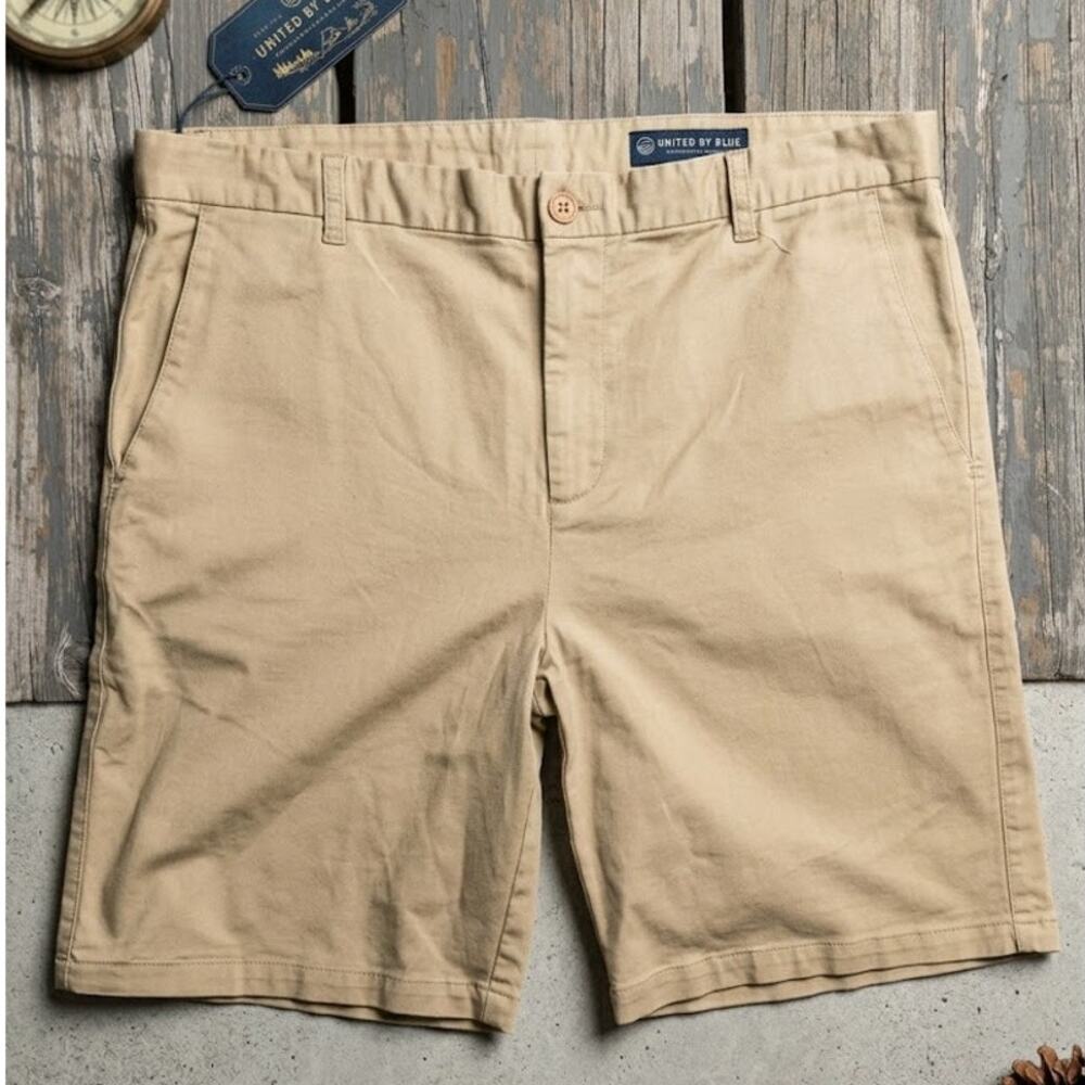 NWT United By Blue Mens 38 Khaki Chino Shorts Sustainable Organic Casual